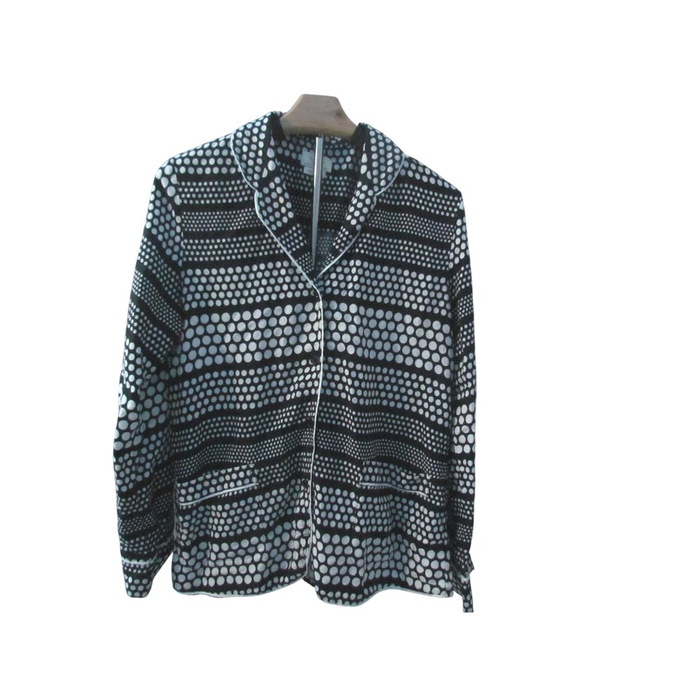 Kate Spade Pajama Top Size M Black Polka Dot Button Down Sleepwear‎ Loungewear